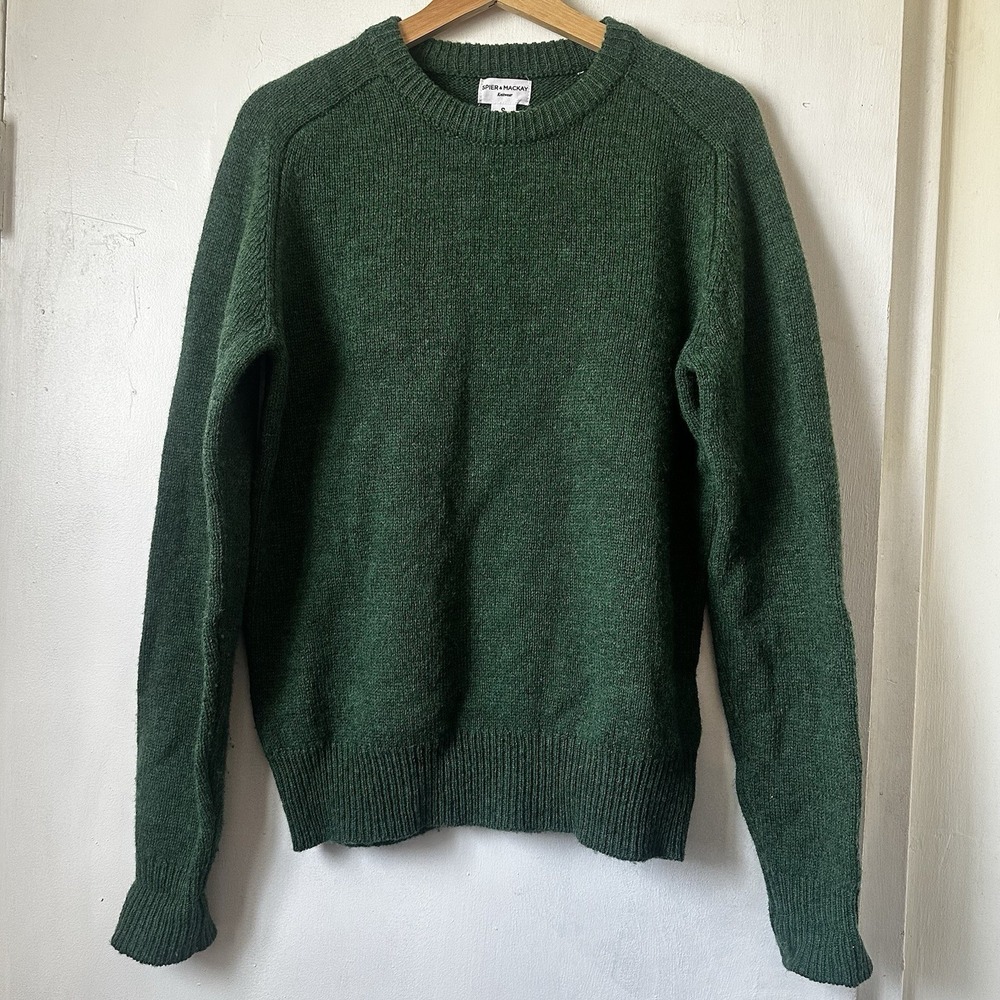 Spier & Mackay 100% Wool Crewneck Sweater Forrest Green Preppy Mens S Small
